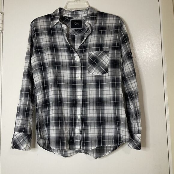 RAILS Hunter button up black blue plaid long sleeve flannel shirt size medium - Picture 2 of 5